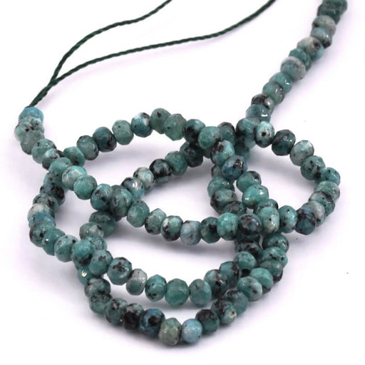 Rondelle Beads Faceted Jade Dyed Picasso Turquoise - 4x2.5mm - Hole: 1mm (1 strand-34cm)