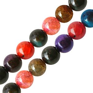 Buy Multicolour fire agate round beads 6mm strand (1)