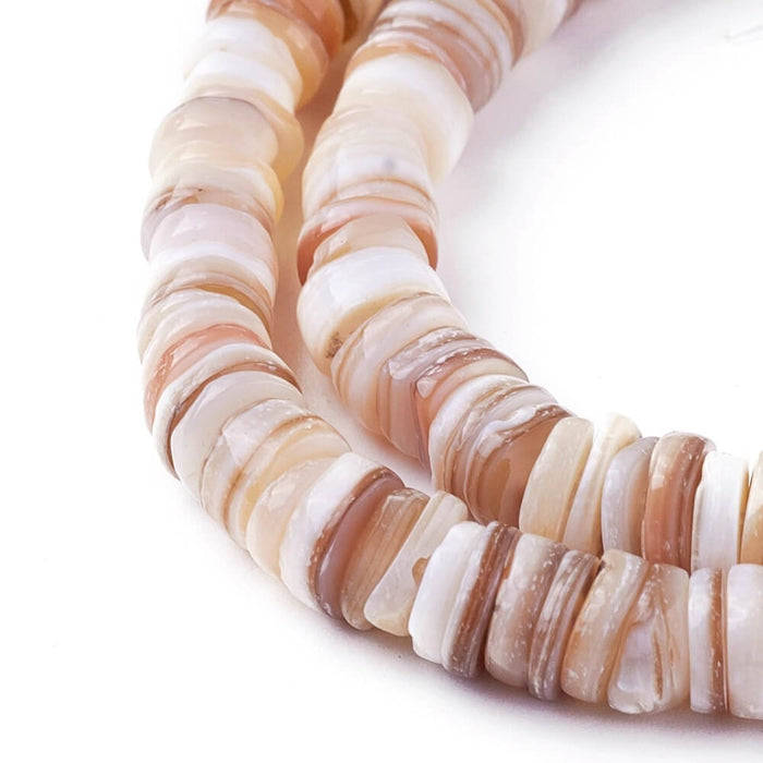 Beads Heishi shell- natural color shell 6x1-2mm (1 strand-38cm)