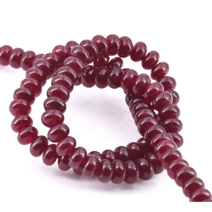 Rondelle Beads Donuts Garnet Dyed Jade 6.5x4mm (1 strand - 40cm)