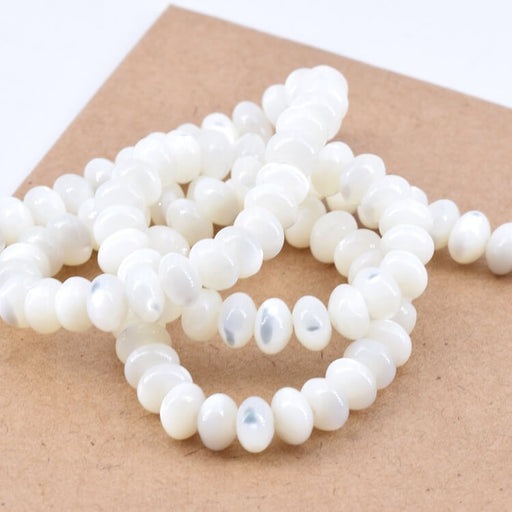 Buy Rondelle Beads Donut White Shell - 6x4mm (1 strand - 40cm)