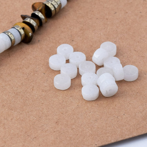 Buy Rondelle Beads Heishi White Jade 6x3mm - Hole: 1mm (20)