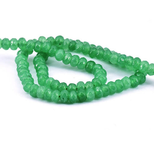 Buy Faceted rondelle bead tinted jade green - 6x4mm - Hole: 1mm (1 strand-34cm)