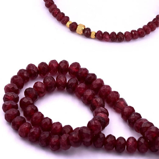 Buy Faceted rondelle bead Red tinted jade - 6x4mm - Hole: 1mm (1 strand-36cm)