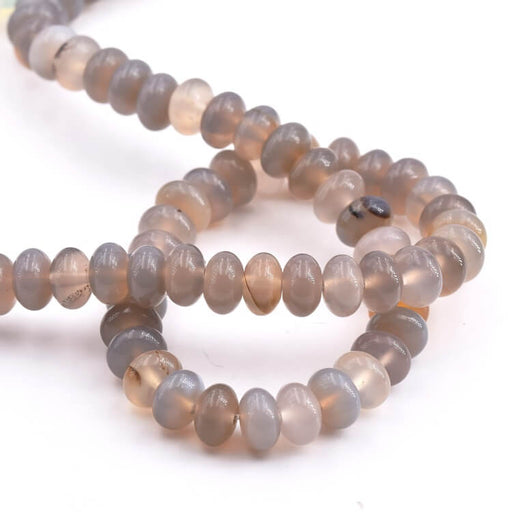 Buy Rondelle Beads Donut Gray Agate 8x5mm - Hole: 1mm (1 strand - 39cm)