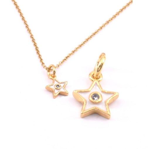 Charm Star Gold Plated Quality Zirconia White enamel- 9x8mm (1)