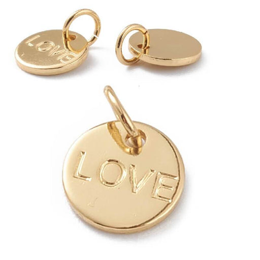 Buy Medal Round Charm Love Engraved Gold Plated 9mm Quality (1)
