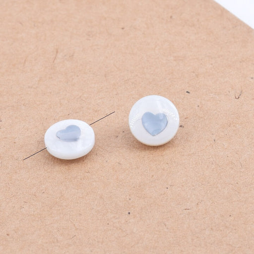 White Shell Flat Round Beads with Platinum Heart 8x3mm - Hole 0.6mm (2)