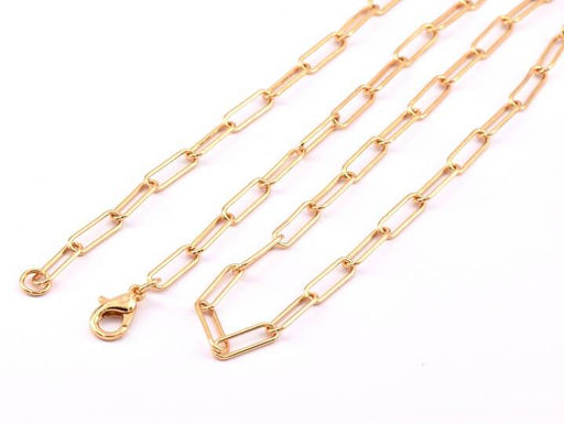 Paper clip Chain Necklace 11x3.5mm gold plated 61cm High Quality (1)