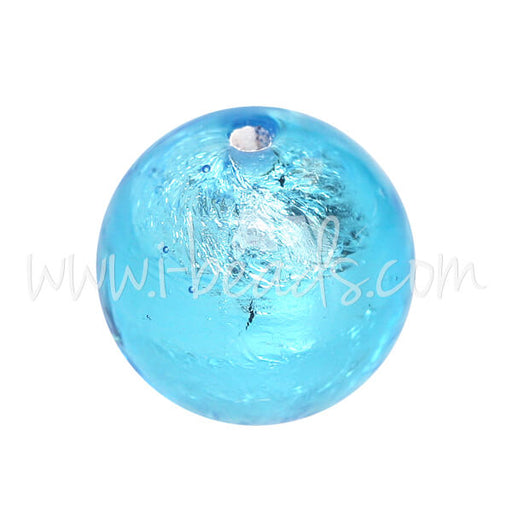 Buy Murano bead round aquamarine and silver 10mm (1)