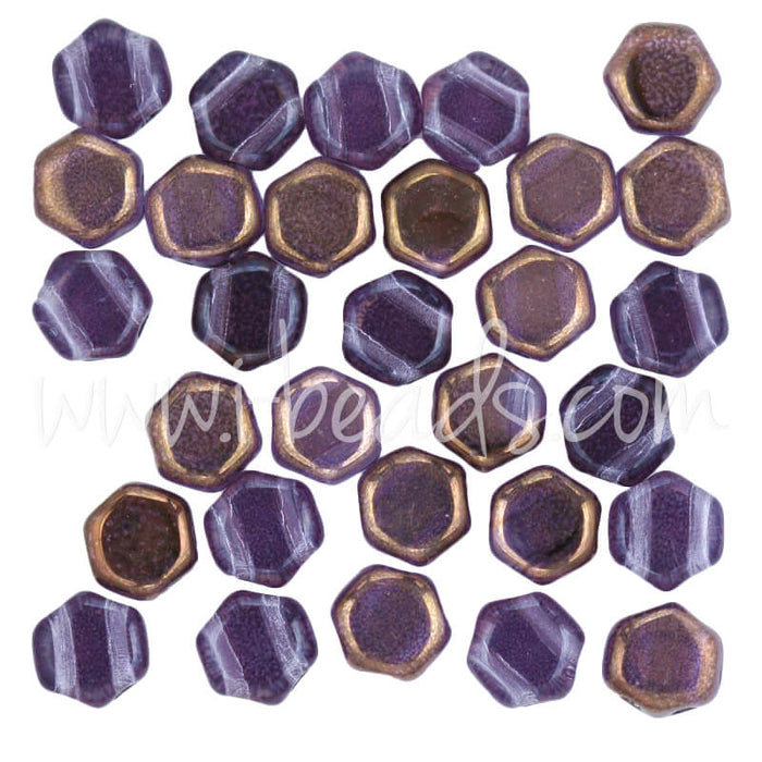 Honeycomb beads 6mm tanzanite semi bronze luster (30)