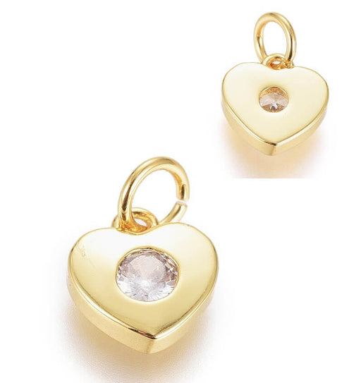 Buy Charm, pendant gold Plated 18K heart with zircon 7,5mm (1)