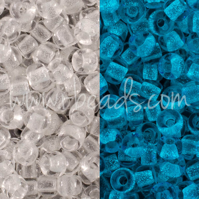 cc2711 - Toho beads 11/0 Glow in the dark crystal/bright blue (10g)