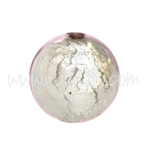 Buy Murano bead round crystal pale rose and silver 10mm (1)