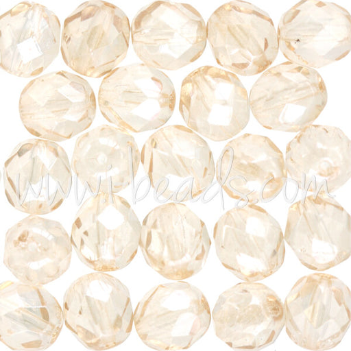 Czech fire-polished beads luster transparent champagne 8mm (25)