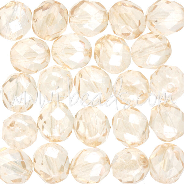 Czech fire-polished beads luster transparent champagne 8mm (25)