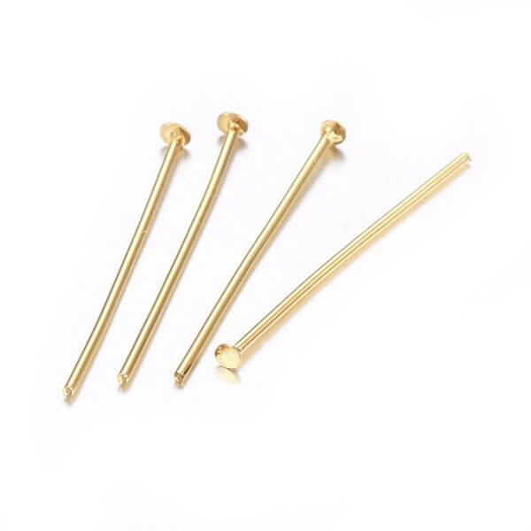 Stainless Steel Head Pins, Golden-20,5mmx0.6 (10)
