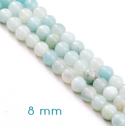 Buy Natural Amazonite Bead Strand round beads 8mm -38 cm - appx 46 beads (1 strand)