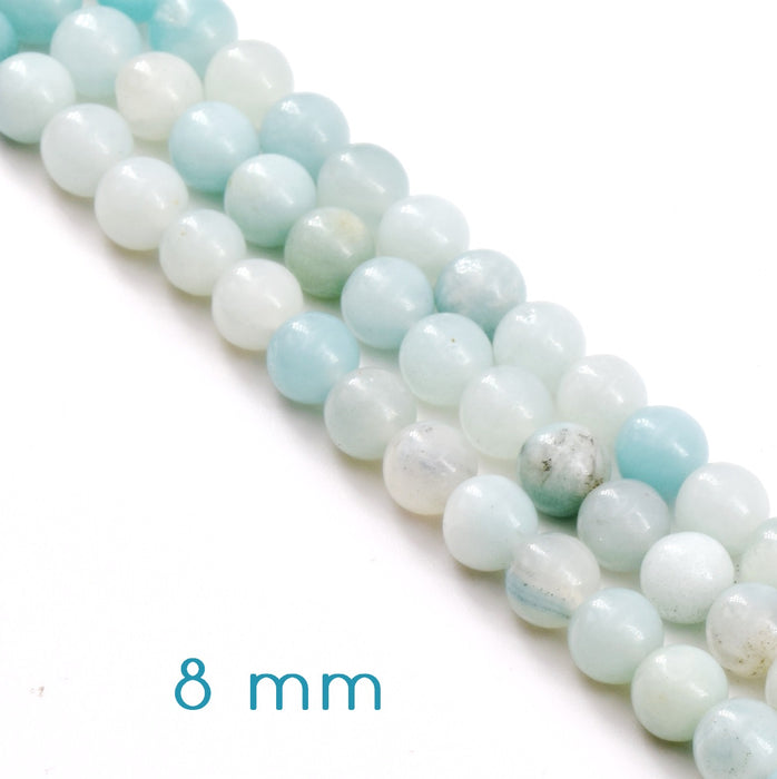 Natural Amazonite Bead Strand round beads 8mm -38 cm - appx 46 beads (1 strand)
