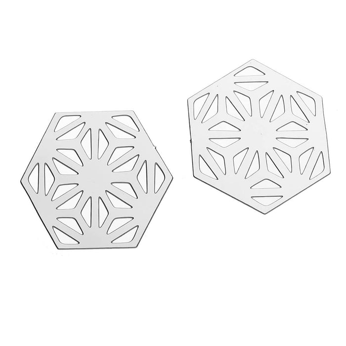 Stainless Steel Flower Of Life Findings Hexagon inox color 27mm (1)