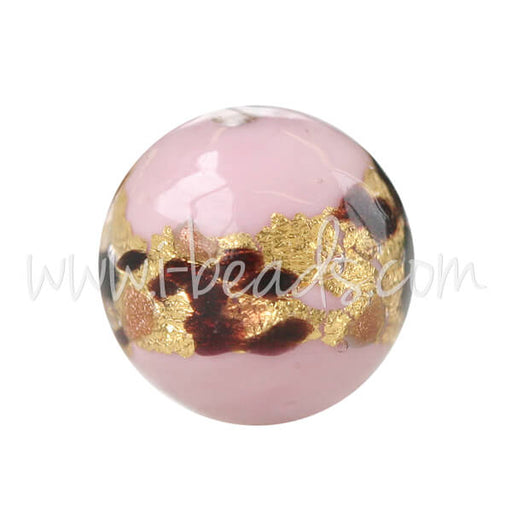 Murano bead round pink leopard 10mm (1)