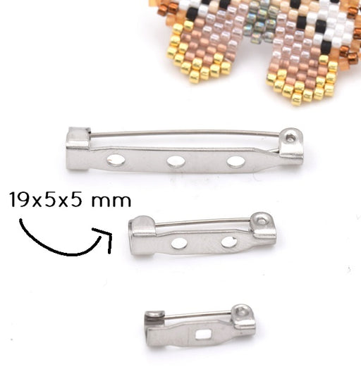 Buy Brooch with 2 holes steel 19x5x5 mm (2 )