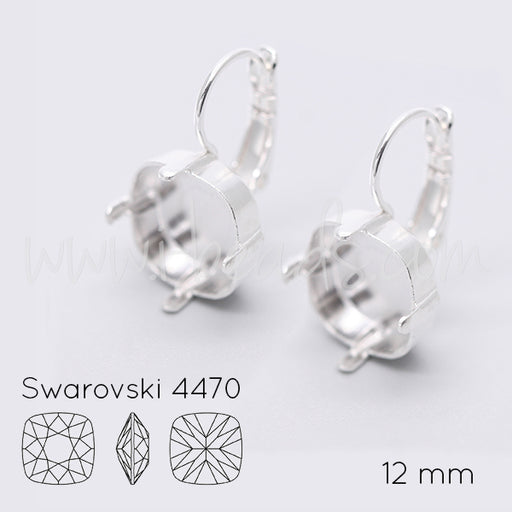 Earring setting for Swarovski 4470 12mm silver plated (2)