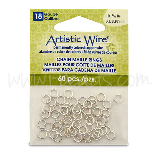 Buy Beadalon 60 artistic wire chain maille rings non tarnished silver plated 18ga 5/32