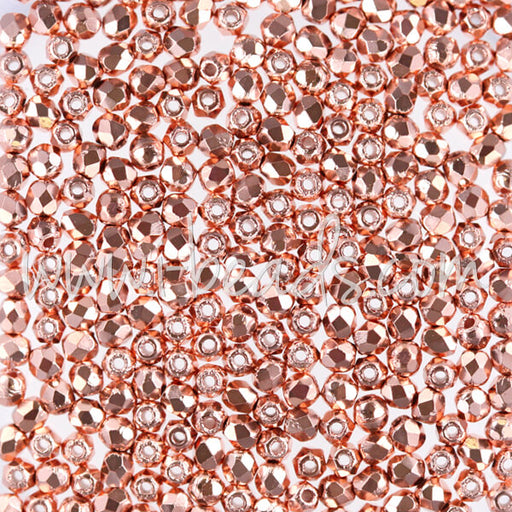 Buy Czech fire-polished beads copper penny 2mm (50)
