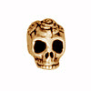 Skull and rose bead metal antique gold plated 10mm (1)