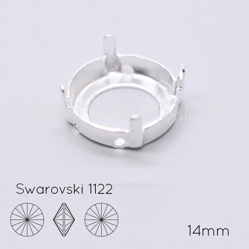 Buy Sew on setting for Swarovski 1122 rivoli 14mm silver plated (2)
