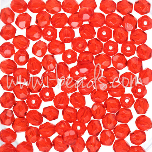 Buy Czech fire-polished beads hyacinth orange 4mm (100)