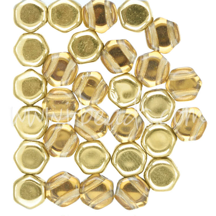 Honeycomb beads 6mm topaz amber (30)