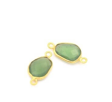 link connector Green onyx set with vermeil oval 10 mm (1)