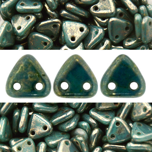 2 holes CzechMates triangle persian turquoise bronze picasso 6mm (10g)