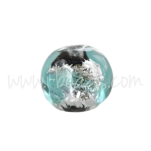 Buy Murano bead round blue and silver 6mm (1)