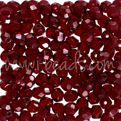 Buy Czech fire-polished beads garnet 4mm (100)