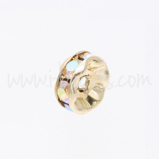 Buy Rhinestone rondelle crystal ab on metal gold finish 6mm (2)