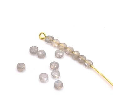 Natural Labradorite gem flat round facetted beads 3.5mm hole: 0.6mm (20)