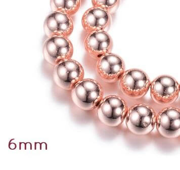 Buy Hematite (Reconstituted) Beads ROSE Gold Plated 6mm - 1 Strand - 65 Beads (Sold Per Strand)