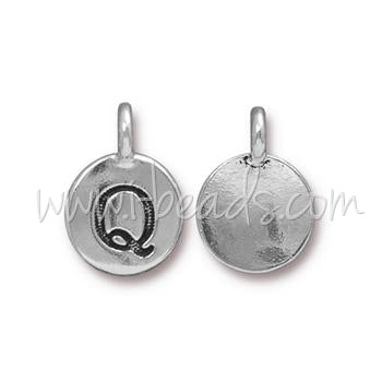 Letter charm Q antique silver plated 11mm (1)