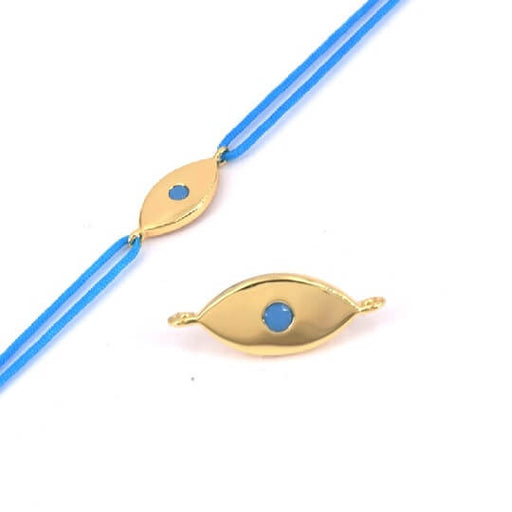 Buy Link Connector Evil Eye gold plated quality and turquoise zircon 17mm (1)