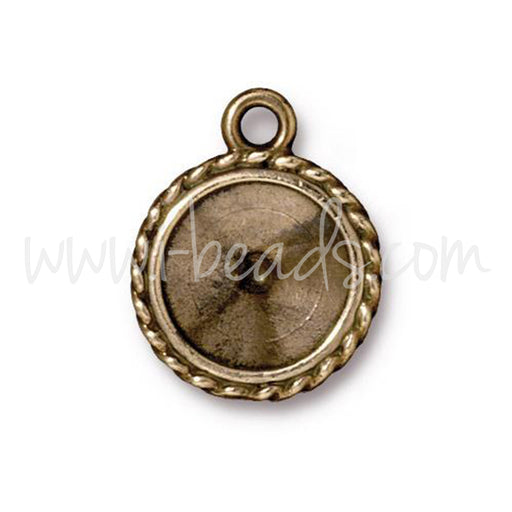 Buy Charm pendant frame for Swarovski 1122 Rivoli 12mm brass (1)