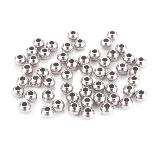 Buy Stainless Steel round Beads, steel color - 3x2mm hole 1,2mm (50)