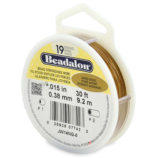 Buy Beadalon bead stringing wire 19 strands satin gold 0.38mm, 9.2m (1)