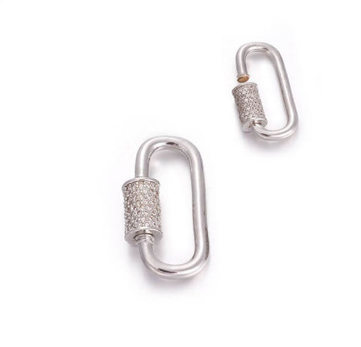 Buy Screw clasp jewel pendant link with zirconium color platinum 30x13mm (1)