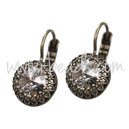 Vintage earrings settings for Swarovski 1122 10mm/SS47 brass (2)