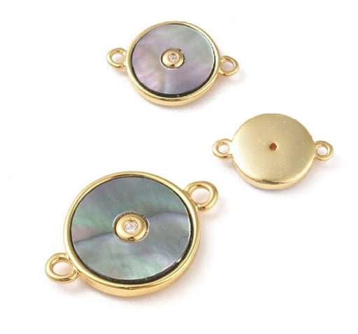 Link connector mother-of-pearl paua set with 12mm gold plated - zircon (1)