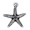 Starfish charm metal antique silver plated 20mm (1)