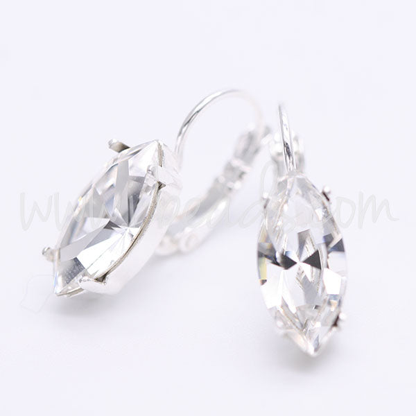 Earring setting for Swarovski 4228 navette 15x7mm silver plated (2)